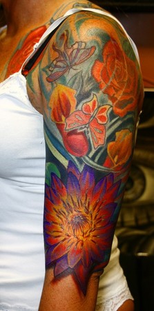 flower collage tattoo