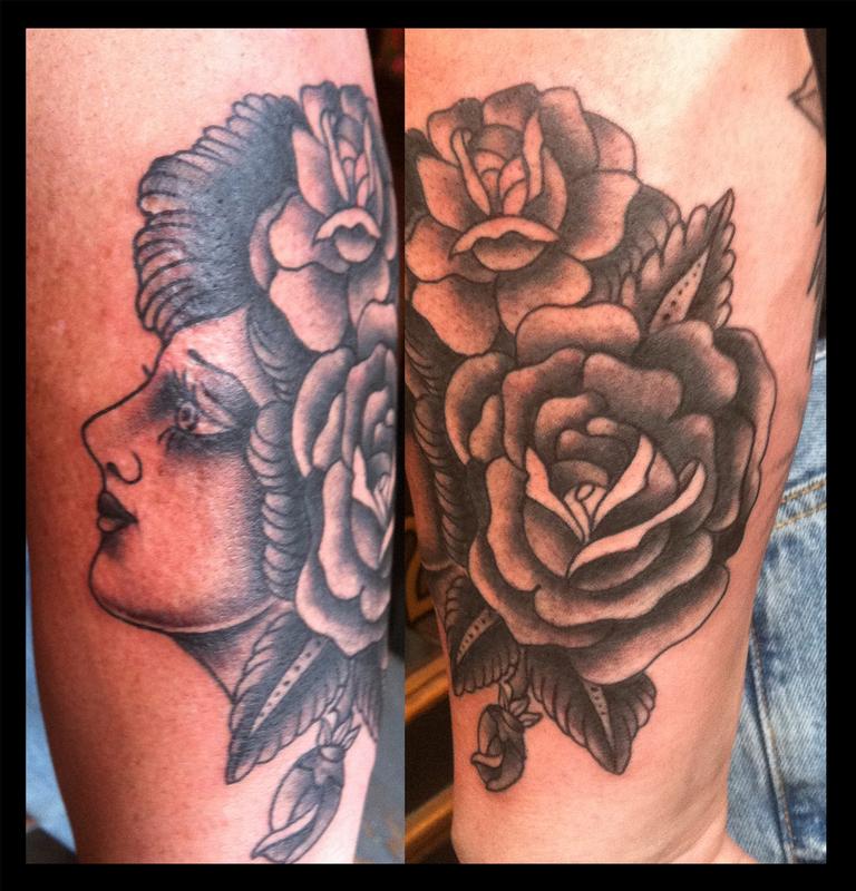 Adam Lauricella - Traditional Woman with Roses Tattoo