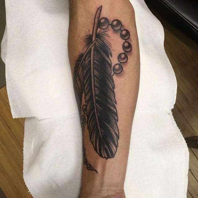 Justin Wayne : Tattoos : Traditional Old School : Traditional Feather Tattoo