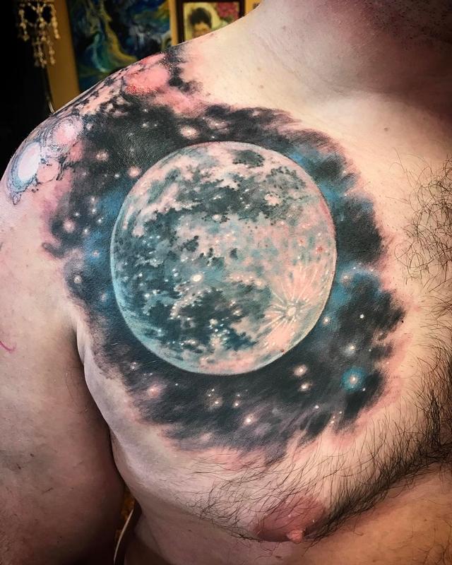 realistic sun and moon tattoo