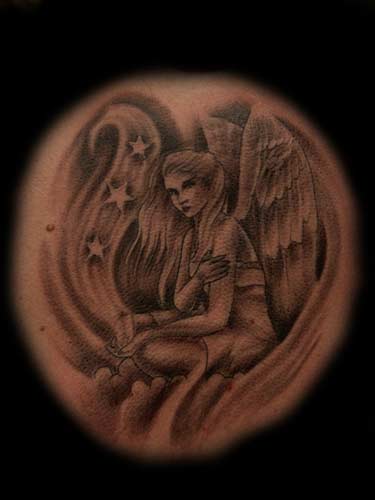 Tattoos - angel and stars - 24467