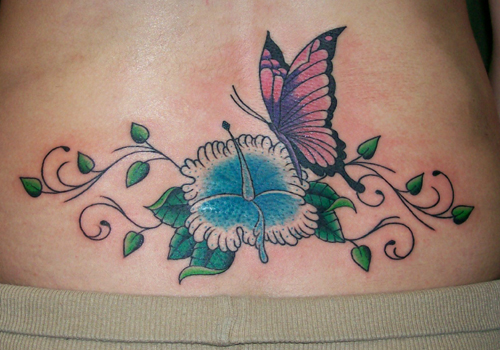 Tattoos - Lower back of Flower and Butterfly - 18411