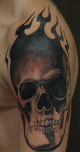 Tattoos - fiery skull - 22955