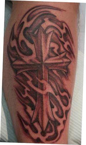 Tattoos - fiery cross - 18683