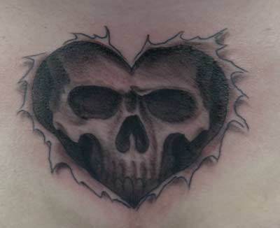 Tattoos - skull heart - 19303