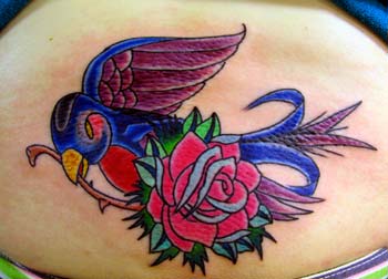 Tattoos - sparrow and rose - 14881