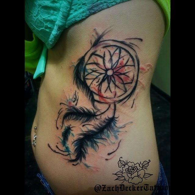 Art Immortal Tattoo : Tattoos : Zach Decker : Watercolor Dreamcatcher