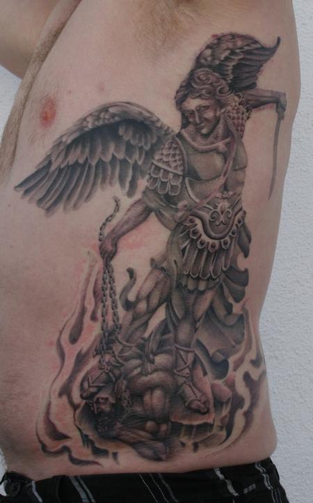 st michael the archangel tattoo chest