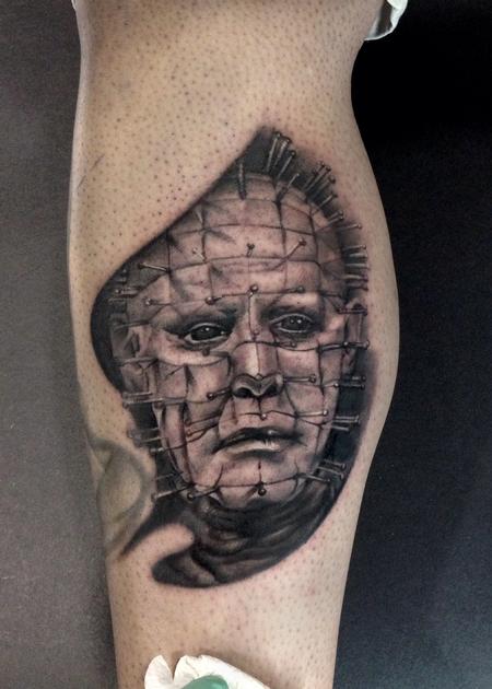 Tattoos - Black and Grey Portrait of Pinhead - 79626