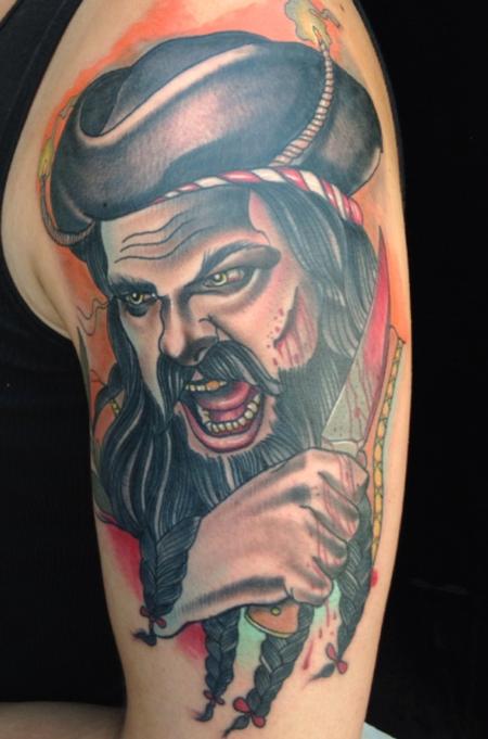 Tattoos - Traditional color pirate tattoo, Gary Dunn Art Junkies Tattoo - 77400