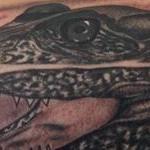 Realistic black and gray alligator tattoo, Scott Grosjean Art Junkies Tattoo Tattoo Thumbnail