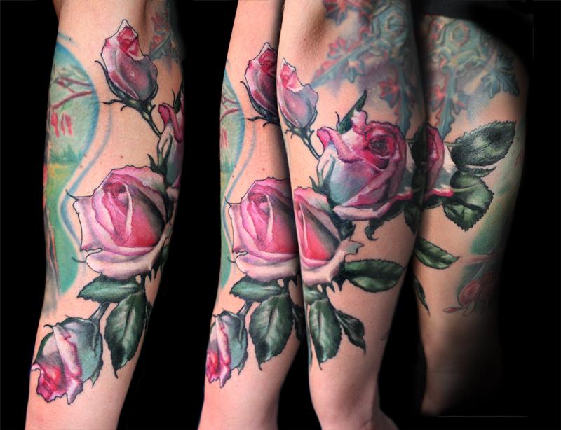 light pink roses tattoo