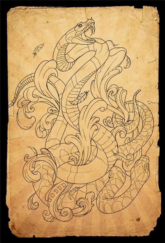 snakes tattoo outline by Aubrey Mennella: TattooNOW