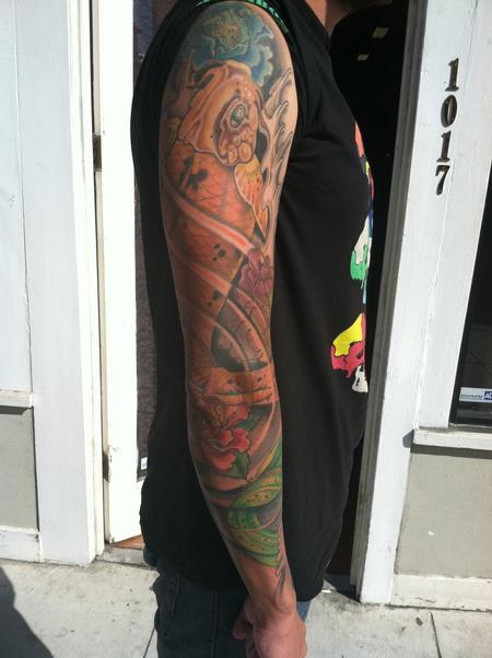 This is a full koi eel sleeve tattooed in my pseudo Japanese style