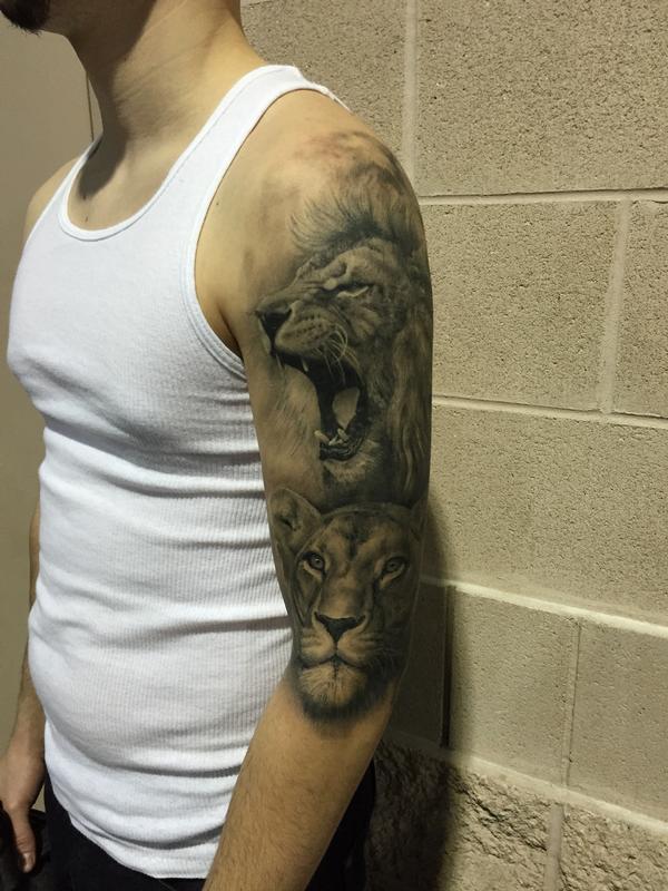 Female and male lions by George Bardadim: TattooNOW