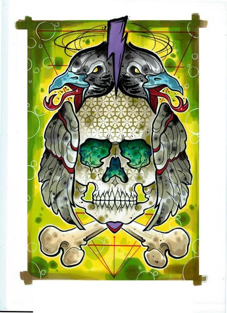 Tattoos - skull n crows - 102448