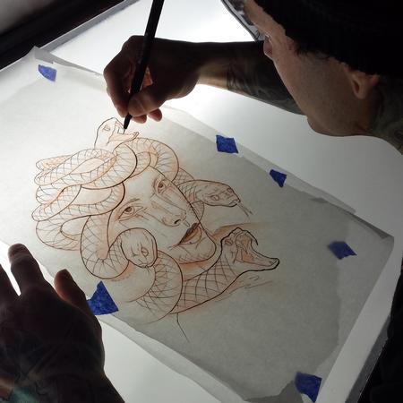 Tattoos - Stencil Drawing of Medusa - 122387