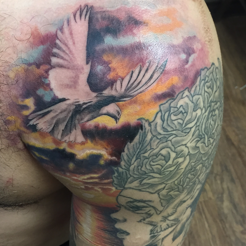 dark age tattoo studio tattoos nature sun flying dove over dark age tattoo studio tattoos nature sun flying dove over