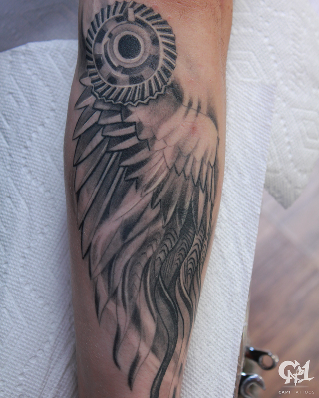 Dark Age Tattoo Studio Tattoos Realistic Mechanical Wing Tattoo