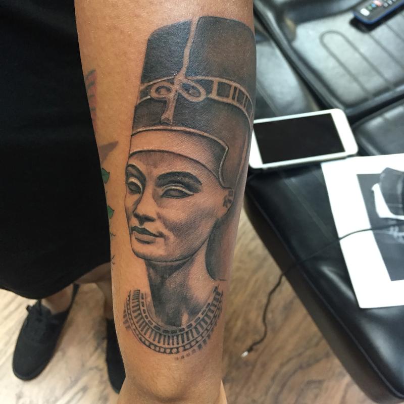 Black And Gray Nefertiti Egyptian Queen by Capone TattooNOW