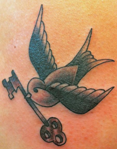 Tattoo Swallow with Key