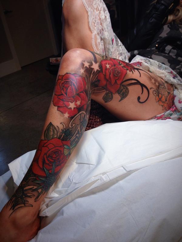Red Rose And Ornate Blackwork Tattoo By D Lacie TattooNOW