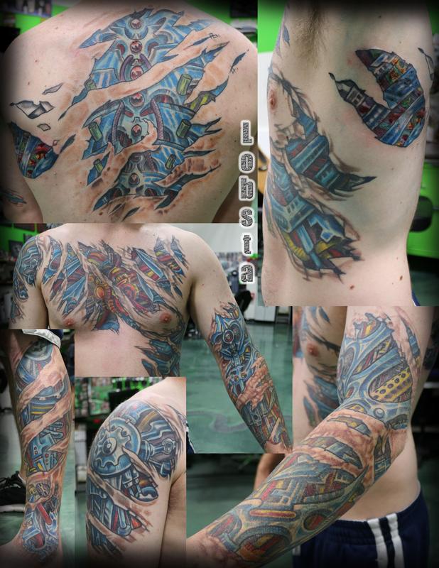 Daddy Jacks Body Art Studio : Tattoos : Skin Rips :  Bio-Mechanical_Body_Suit_Lobsta