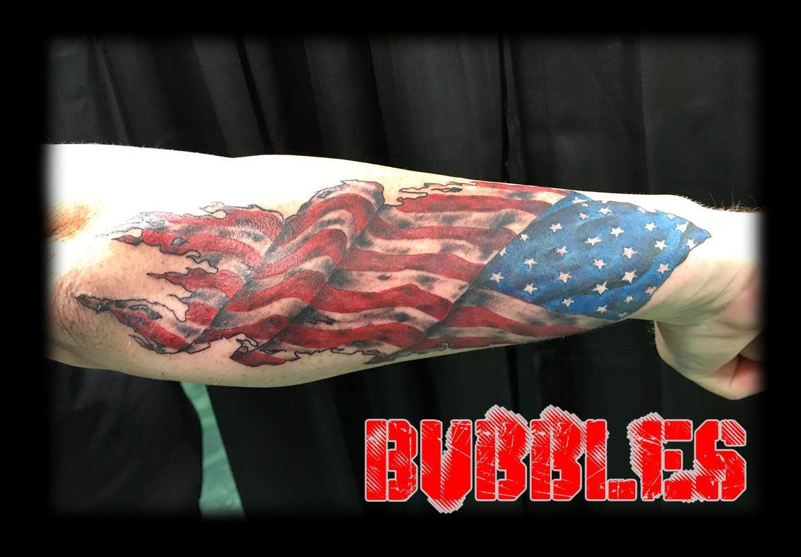 American_flag_ripped_tattoobyBubbles by Ashley Bubbles McBride : Tattoos