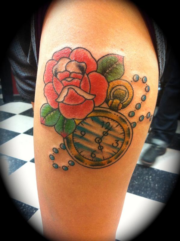 Rose & Stopwatch by Tyson: TattooNOW