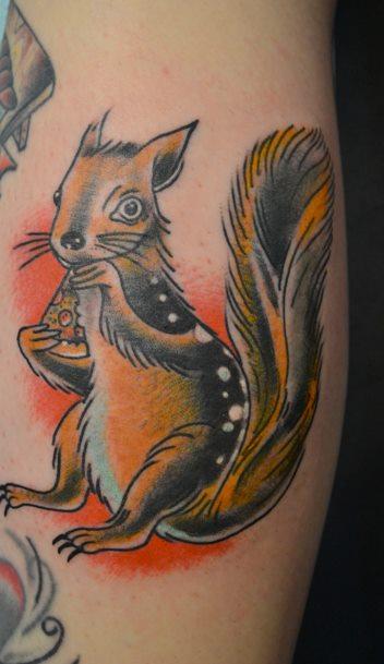 Tattoos - Squirrel eating Pizza - 74528