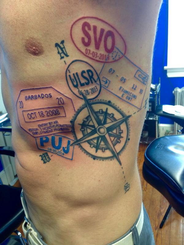 Compass Passport Stamps by Jeremy Moore TattooNOW