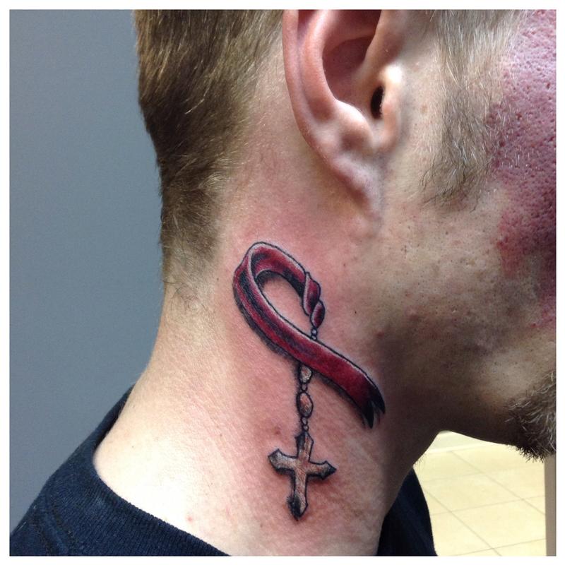 Orange Cancer Ribbon Tattoo