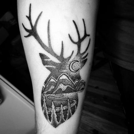 Jeremy Moore - Dotwork Deer Landscape