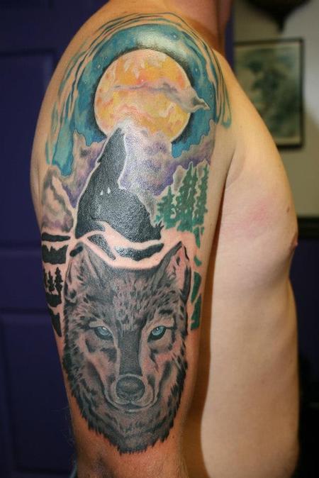 Tattoos - Wolf And Moon - 82740