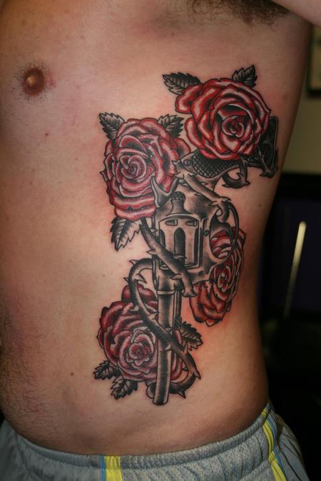 Tattoos - Roses and Gun - 82741