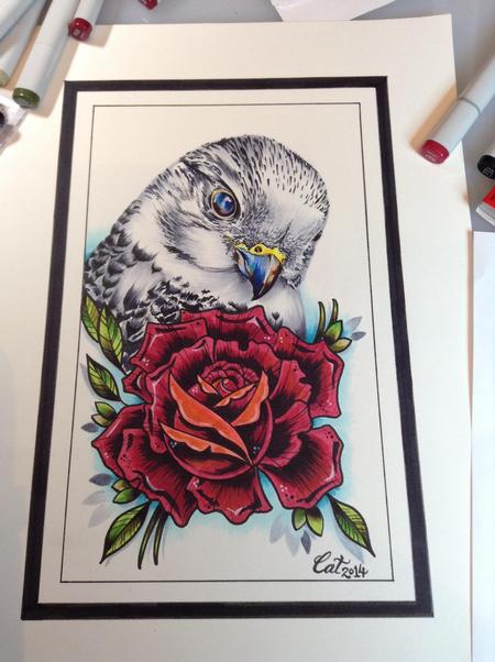 Tattoos - Hawk and Rose - 88741