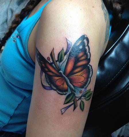 Sam Frederick - Butterfly / Ribbon Tattoo 