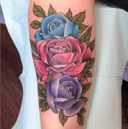 Birthdate Colors Roses Tattoo Tattoo Design Thumbnail