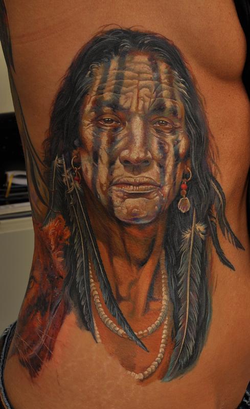 indian chief head tattoo