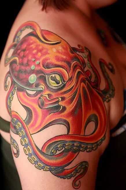 Durb - Color Octopus Shoulder Tattoo