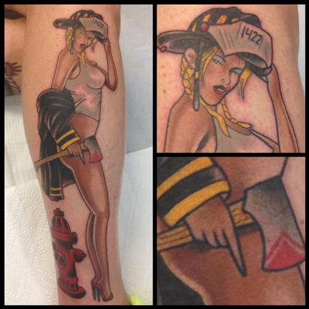 firefighter pin up girl tattoos