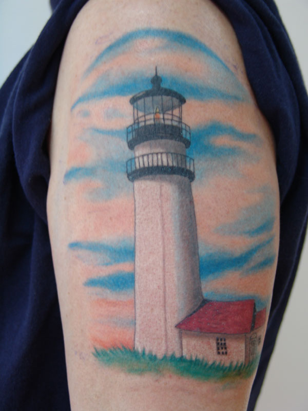 Lighthouse Tattoo On Arm By Blaze Schwaller TattooNOW