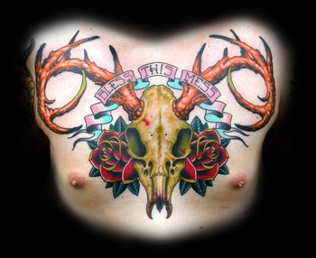 Tattoos - Deer skull chestpiece - 46203