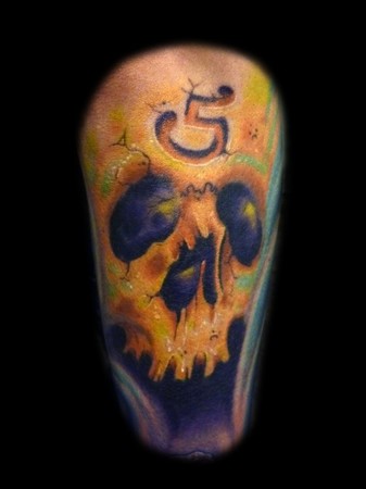 Tattoos - Orange skull - 44514