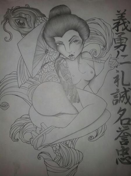 Dave Shabazz - Geisha Pin-up sketch