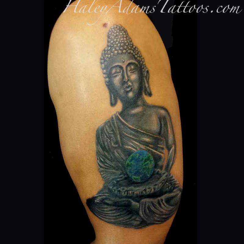 Haley Adams Tattoo : Tattoos : Realistic : In progress Buddha Collaboration