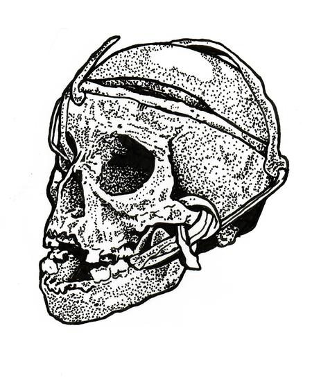 Tattoos - Skull with rope ink drawing - 125313