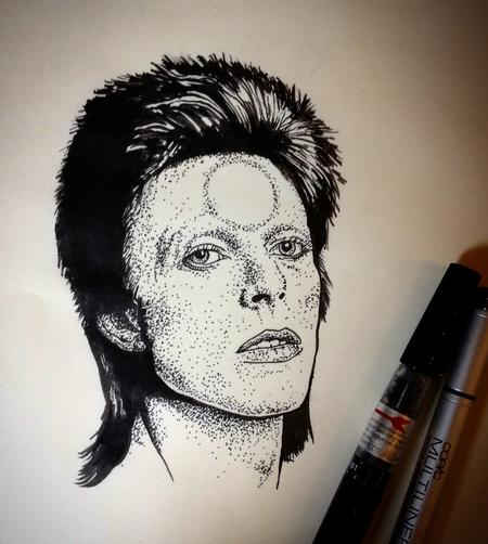 Tattoos - David Bowie ink drawing - 126692