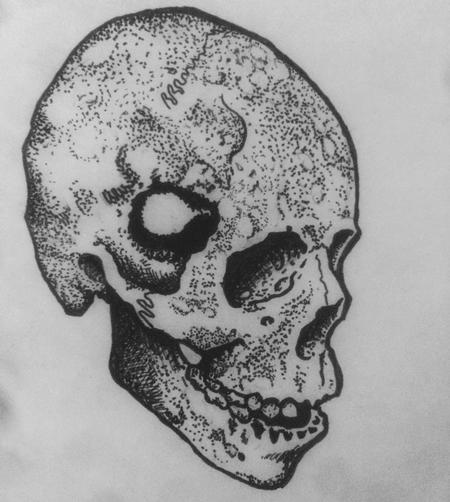 Tattoos - Skull with hole, sketch - 116682