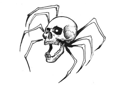 Tattoos - Creepy Spider Skull Tattoo Design - 121951